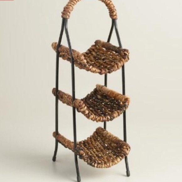 Cost Plus World Market Dining Madras Wicker Metal Wine Rack 3 Tier